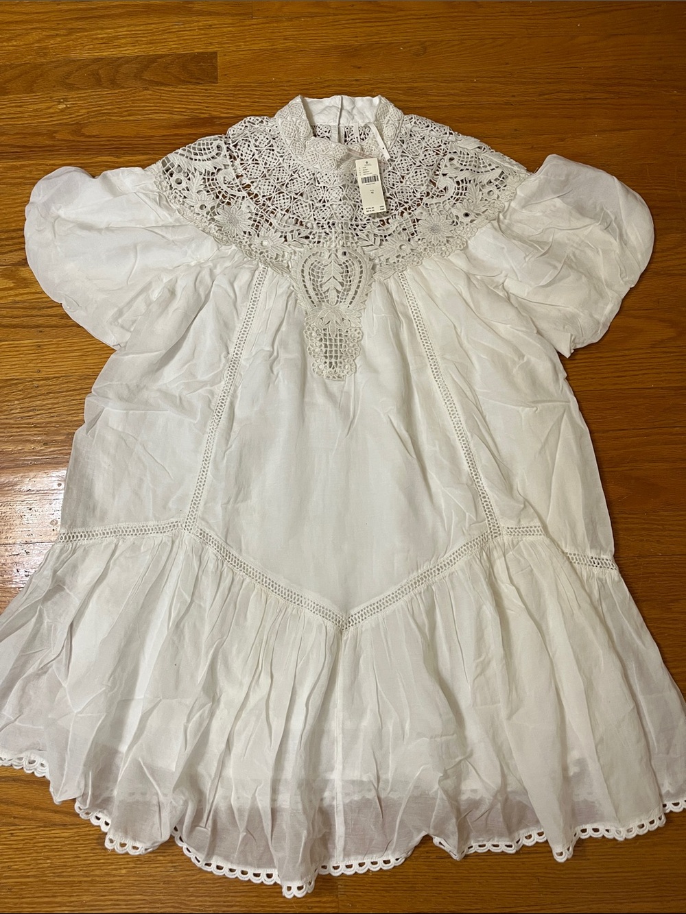Anthropologie high neck lace tunic dress size Medium Ivory new - Picture 6 of 11